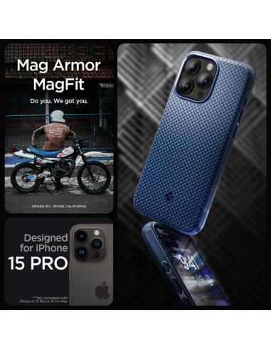 SPIGEN Mag Armor compatible with MagSafe for IPHONE 15 PRO navy blue