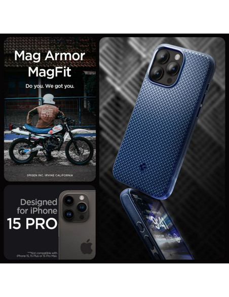 SPIGEN Mag Armor compatible with MagSafe for IPHONE 15 PRO navy blue