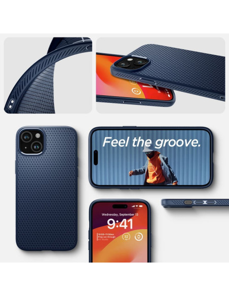 SPIGEN Liquid Air Coque pour IPHONE 15 bleu marine
