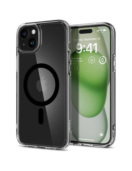 SPIGEN Ultra Hybrid Coque compatible Mag pour IPHONE 15 noir