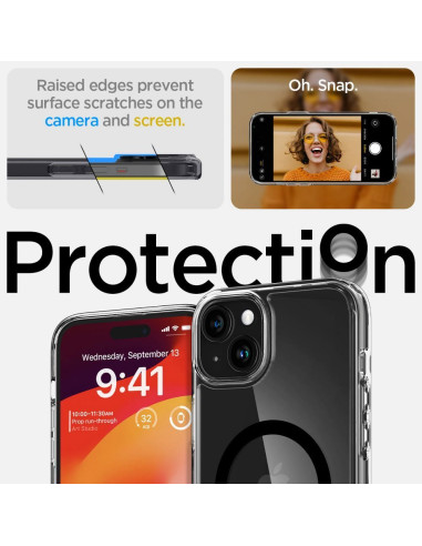 SPIGEN Ultra Hybrid Coque compatible Mag pour IPHONE 15 noir