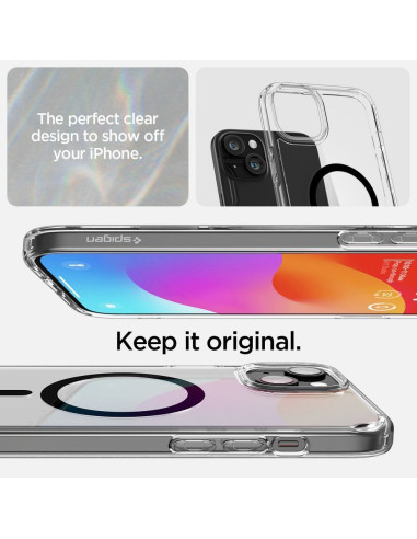 SPIGEN Ultra Hybrid Coque compatible Mag pour IPHONE 15 noir