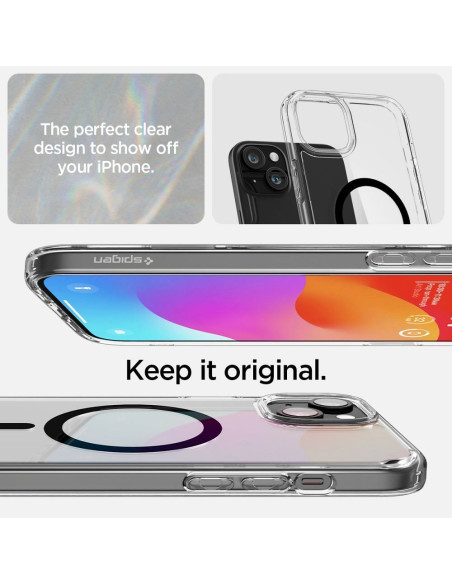 SPIGEN Ultra Hybrid Coque compatible Mag pour IPHONE 15 noir