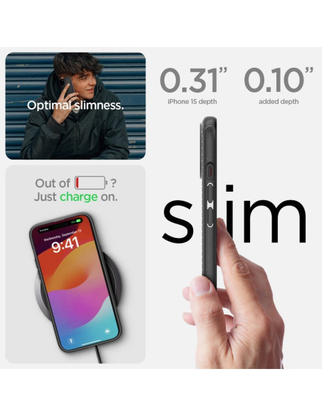 SPIGEN Coque compatible Mag Armor pour IPHONE 15 noir mat
