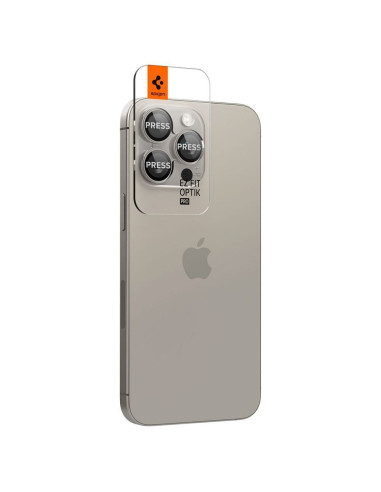 SPIGEN OPTIK.TR "EZ FIT" Protecteur de caméra 2-pack pour IPHONE 14 PRO / PRO MAX / 15 PRO / PRO MAX titane naturel