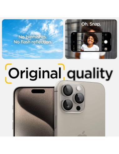 SPIGEN OPTIK.TR "EZ FIT" Protecteur de caméra 2-pack pour IPHONE 14 PRO / PRO MAX / 15 PRO / PRO MAX titane naturel