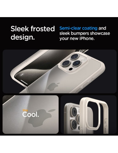 SPIGEN Ultra Hybrid Coque pour IPHONE 15 PRO MAX titatnium naturel