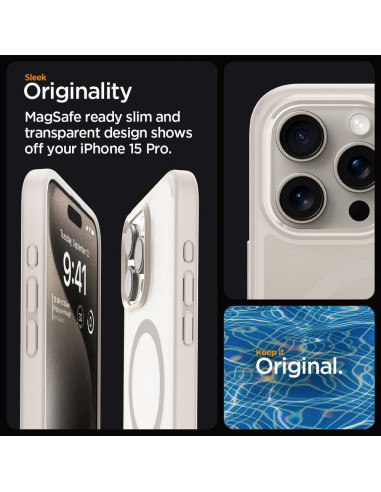 SPIGEN Ultra Hybrid Coque compatible Mag pour IPHONE 15 PRO MAX frost natural titanium