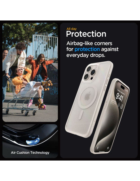 SPIGEN Ultra Hybrid Coque compatible Mag pour IPHONE 15 PRO MAX frost natural titanium