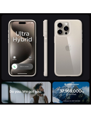 SPIGEN Ultra Hybrid Coque pour IPHONE 15 PRO titane naturel