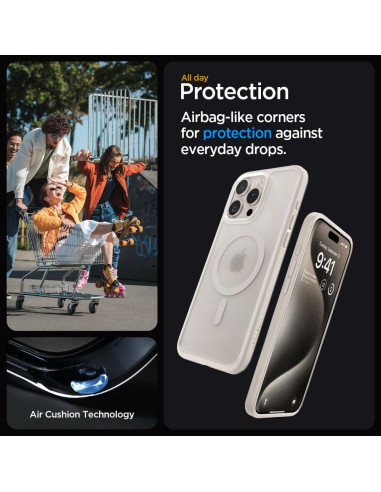 SPIGEN Ultra Hybrid Coque compatible Mag pour IPHONE 15 PRO frost natural titanium