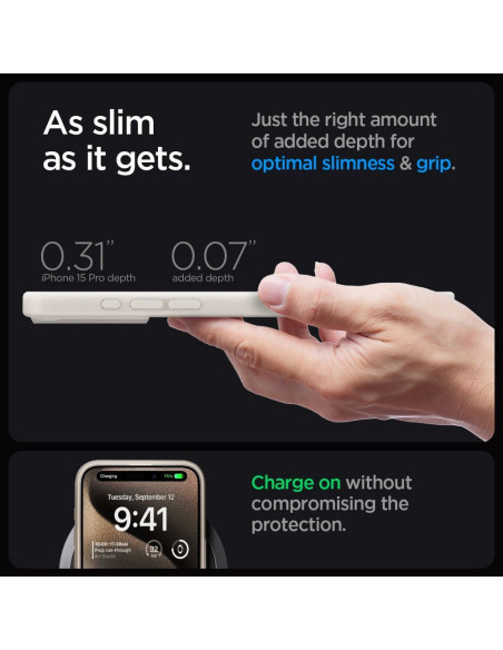 SPIGEN Ultra Hybrid Coque compatible Mag pour IPHONE 15 PRO frost natural titanium