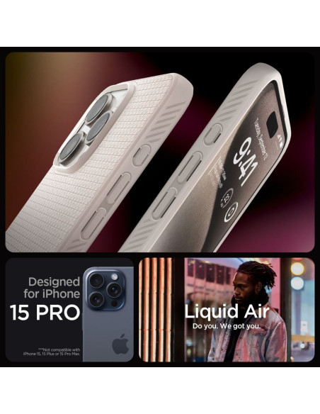 SPIGEN Liquid Air Coque pour IPHONE 15 PRO titane naturel