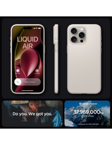 SPIGEN Liquid Air Coque pour IPHONE 15 PRO titane naturel
