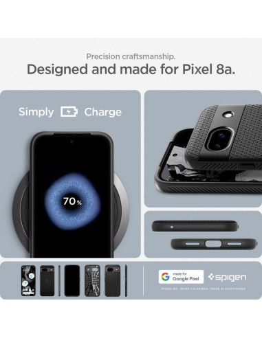 Coque SPIGEN Liquid Air pour GOOGLE PIXEL 8A noir mat