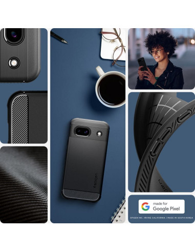 SPIGEN Coque Rugged Armor pour GOOGLE PIXEL 8A noir mat