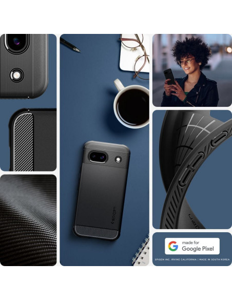 SPIGEN Coque Rugged Armor pour GOOGLE PIXEL 8A noir mat