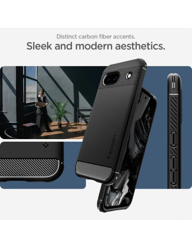 SPIGEN Coque Rugged Armor pour GOOGLE PIXEL 8A noir mat
