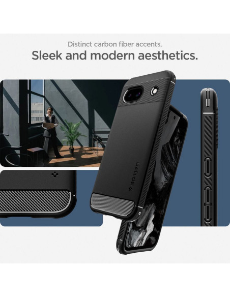 SPIGEN Coque Rugged Armor pour GOOGLE PIXEL 8A noir mat
