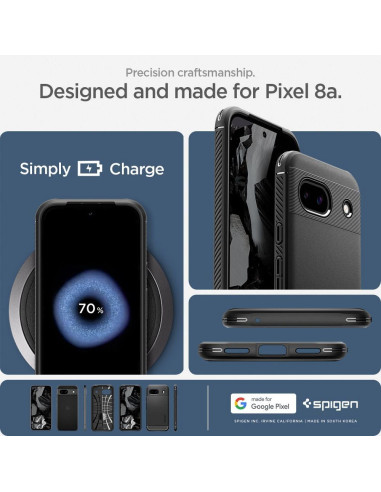 SPIGEN Coque Rugged Armor pour GOOGLE PIXEL 8A noir mat