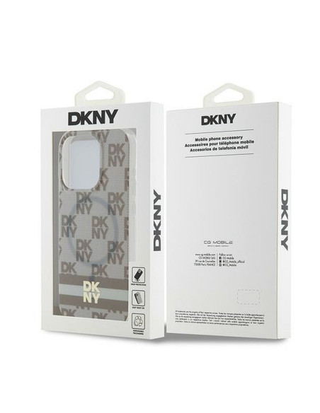 Coque pour IPHONE 15 Pro Max compatible avec MagSafe DKHMP15XHCPTSE (DKNY HC MagSafe PC TPU Checkered Pattern W/Printed Stripes)