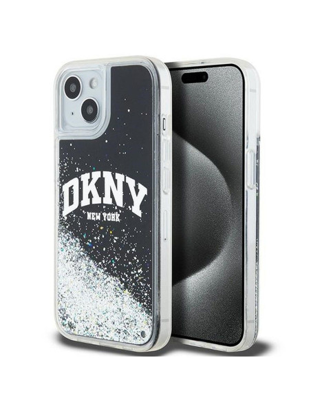 Coque DKNY pour IPHONE 15 DKHCP15SLBNAEK (DKNY HC Liquid Glitters W/Arch Logo) noir