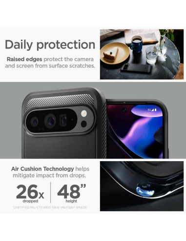 Case SPIGEN Rugged Armor for GOOGLE Pixel 9 Pro XL matte black