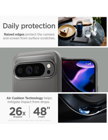 Case SPIGEN Rugged Armor for GOOGLE Pixel 9 Pro XL marble grey