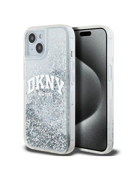 Coque DKNY pour IPHONE 15 DKHCP15SLBNAET (DKNY HC Liquid Glitters W/Arch Logo) blanc