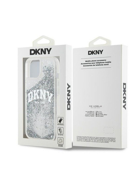 Coque DKNY pour IPHONE 15 DKHCP15SLBNAET (DKNY HC Liquid Glitters W/Arch Logo) blanc