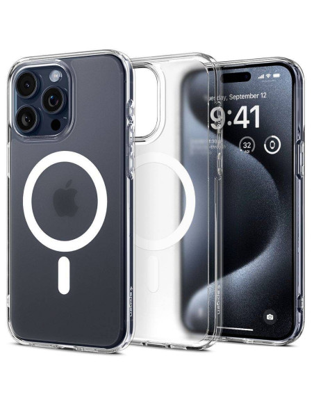 Case SPIGEN Ultra Hybrid Mag compatible with MagSafe for IPHONE 16 Pro frost clear
