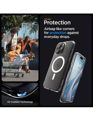Case SPIGEN Ultra Hybrid Mag compatible with MagSafe for IPHONE 16 Pro frost clear