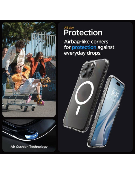 Case SPIGEN Ultra Hybrid Mag compatible with MagSafe for IPHONE 16 Pro frost clear