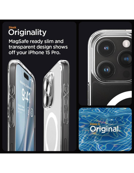 Case SPIGEN Ultra Hybrid Mag compatible with MagSafe for IPHONE 16 Pro frost clear