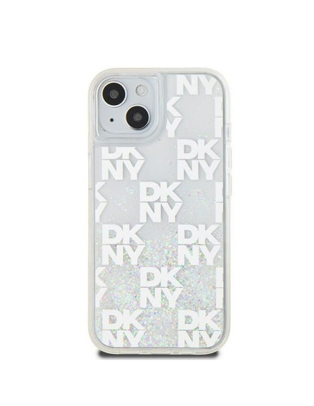 Coque DKNY pour IPHONE 15 DKHCP15SLCPEPT (DKNY HC Liquid Glitters W/Checkered Pattern) blanc