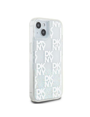 Coque DKNY pour IPHONE 15 DKHCP15SLCPEPT (DKNY HC Liquid Glitters W/Checkered Pattern) blanc