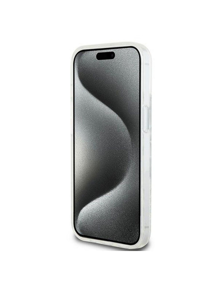 Coque DKNY pour IPHONE 15 DKHCP15SLCPEPT (DKNY HC Liquid Glitters W/Checkered Pattern) blanc