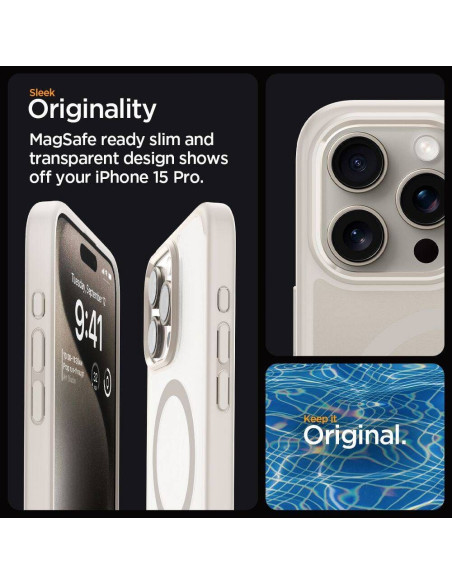 Case SPIGEN Ultra Hybrid Mag compatible with MagSafe for IPHONE 16 Pro Max frost natural titanium