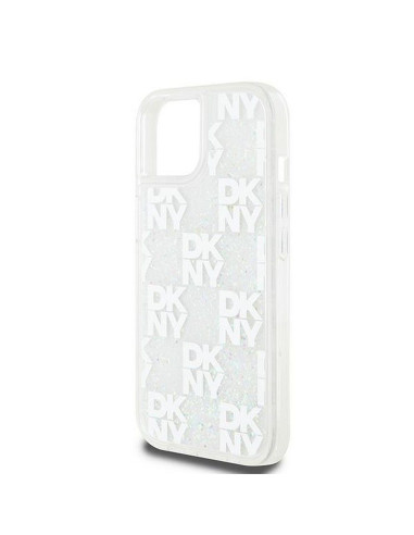 Coque DKNY pour IPHONE 15 DKHCP15SLCPEPT (DKNY HC Liquid Glitters W/Checkered Pattern) blanc