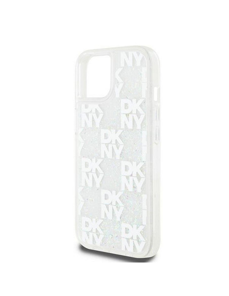Coque DKNY pour IPHONE 15 DKHCP15SLCPEPT (DKNY HC Liquid Glitters W/Checkered Pattern) blanc