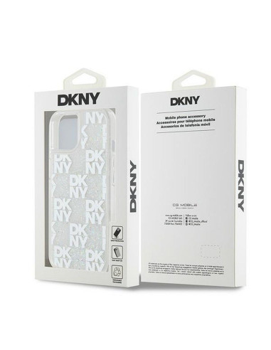 Coque DKNY pour IPHONE 15 DKHCP15SLCPEPT (DKNY HC Liquid Glitters W/Checkered Pattern) blanc