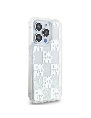Coque DKNY pour IPHONE 15 Pro DKHCP15LLCPEPT (DKNY HC Liquid Glitters W/Checkered Pattern) blanc