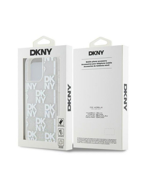 Coque DKNY pour IPHONE 15 Pro Max DKHCP15XLCPEPT (DKNY HC Liquid Glitters W/Checkered Pattern) blanc