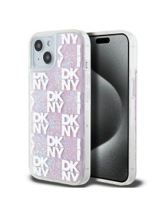Coque DKNY pour IPHONE 15 DKHCP15SLCPEPP (DKNY HC Liquid Glitters W/Checkered Pattern) rose