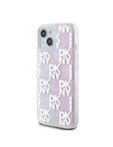 Coque DKNY pour IPHONE 15 DKHCP15SLCPEPP (DKNY HC Liquid Glitters W/Checkered Pattern) rose