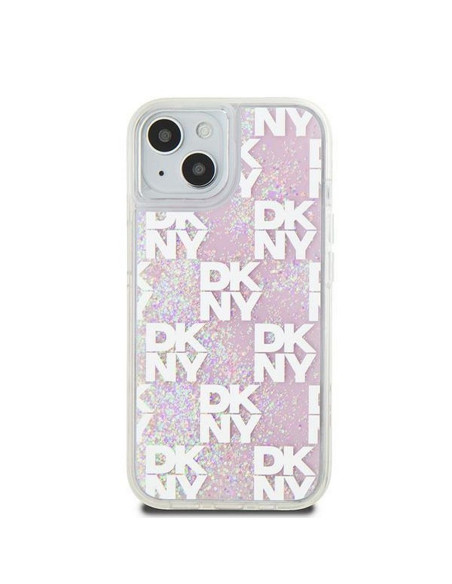 Coque DKNY pour IPHONE 15 DKHCP15SLCPEPP (DKNY HC Liquid Glitters W/Checkered Pattern) rose