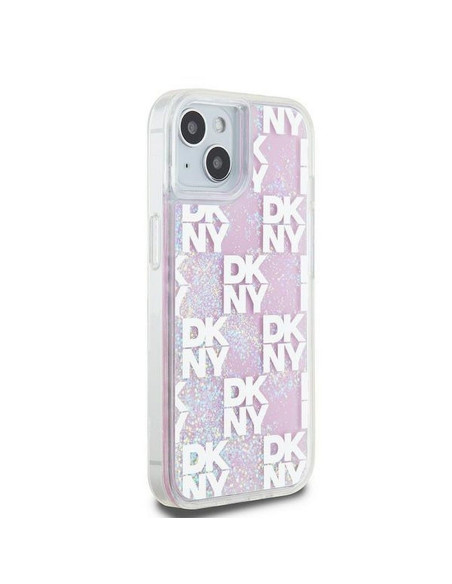 Coque DKNY pour IPHONE 15 DKHCP15SLCPEPP (DKNY HC Liquid Glitters W/Checkered Pattern) rose