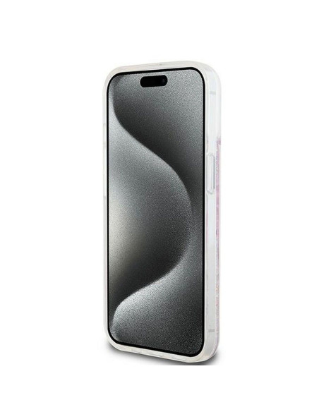 Coque DKNY pour IPHONE 15 DKHCP15SLCPEPP (DKNY HC Liquid Glitters W/Checkered Pattern) rose