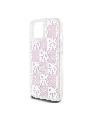 Coque DKNY pour IPHONE 15 DKHCP15SLCPEPP (DKNY HC Liquid Glitters W/Checkered Pattern) rose