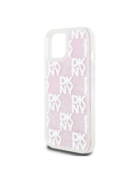 Coque DKNY pour IPHONE 15 DKHCP15SLCPEPP (DKNY HC Liquid Glitters W/Checkered Pattern) rose